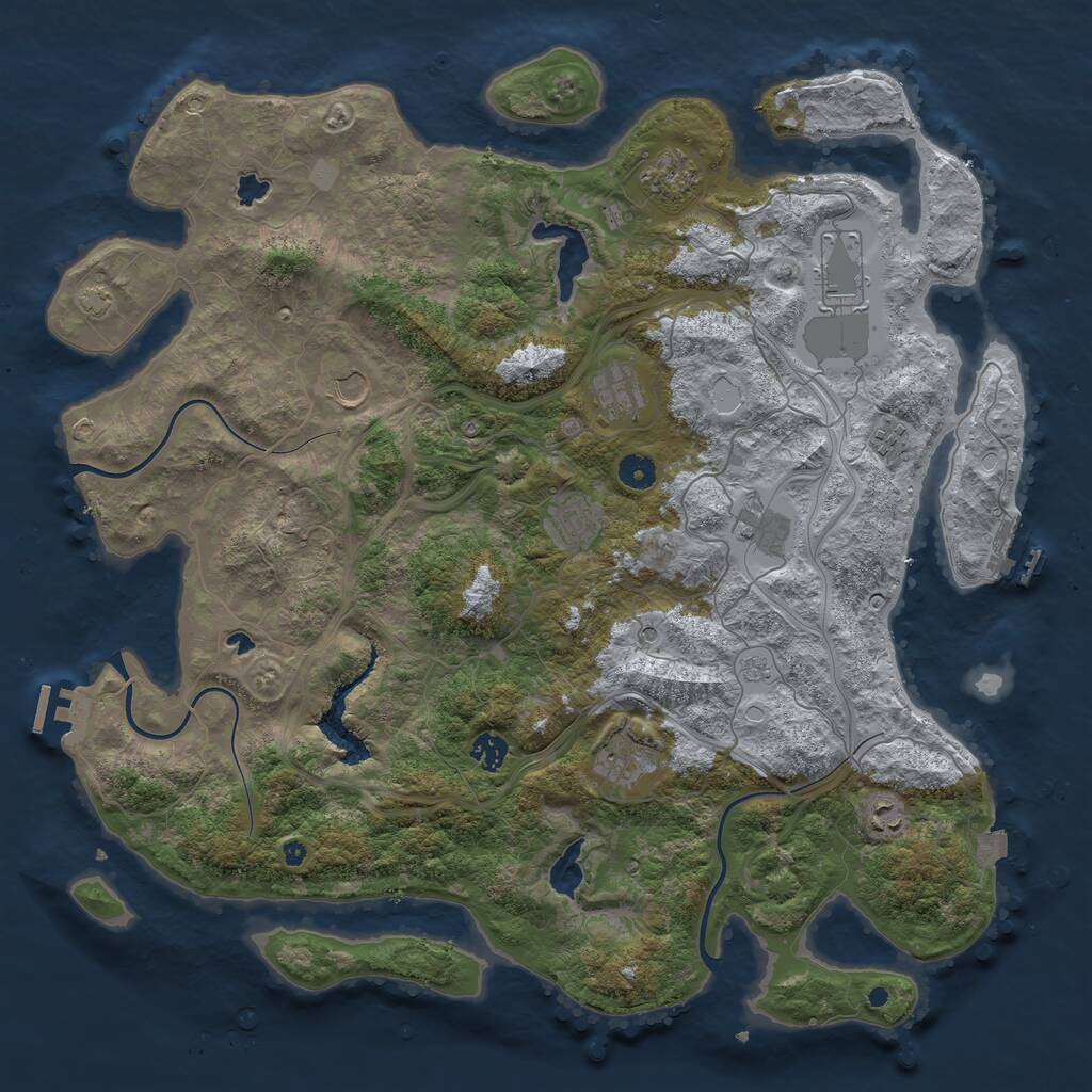 Rust Map: Procedural Map, Size: 4500, Seed: 1254863215, 16 Monuments