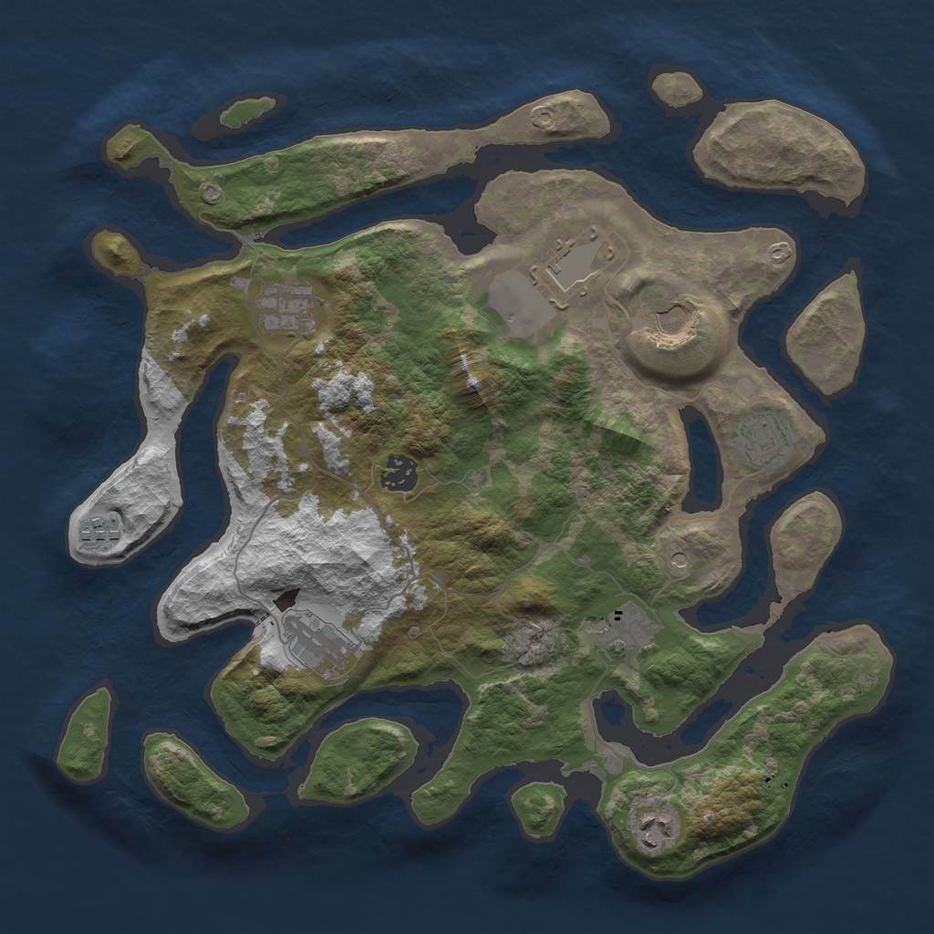 Rust Map: Barren, Size: 3700, Seed: 1006027678, 12 Monuments