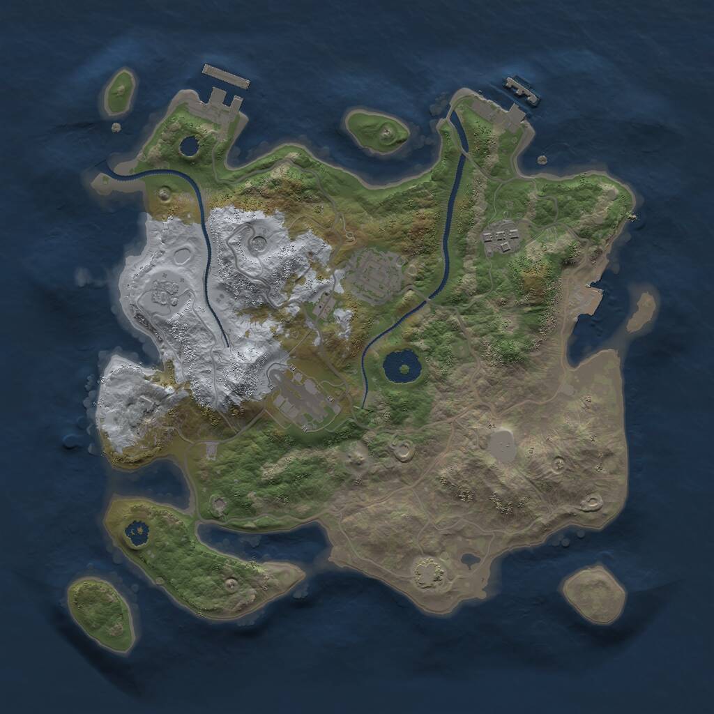 Rust Map: Procedural Map, Size: 3000, Seed: 483076525, 9 Monuments