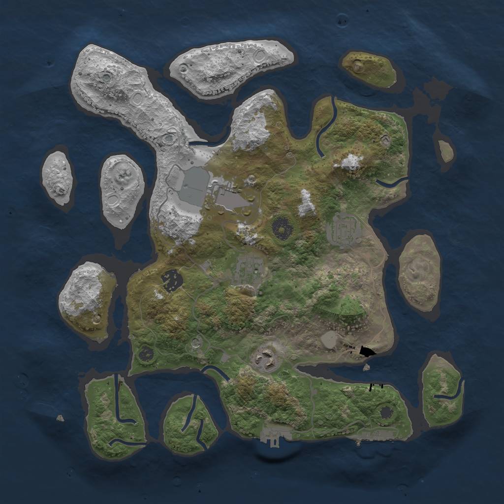 Rust Map: Procedural Map, Size: 3500, Seed: 1230876196, 13 Monuments