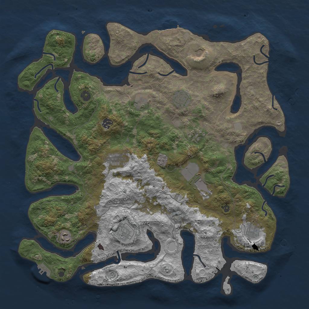 Rust Map: Procedural Map, Size: 4500, Seed: 654985326, 19 Monuments
