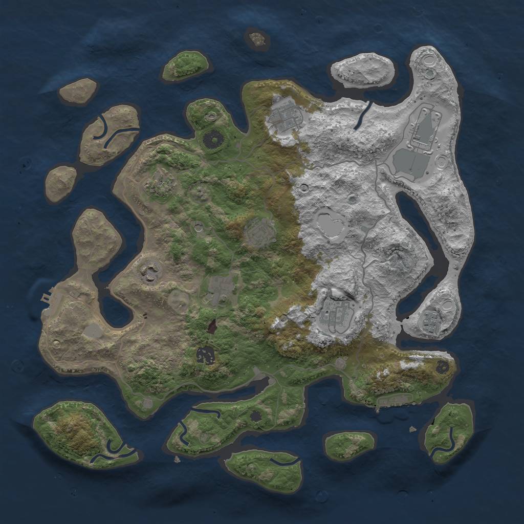 Rust Map: Procedural Map, Size: 4000, Seed: 1743779358, 17 Monuments