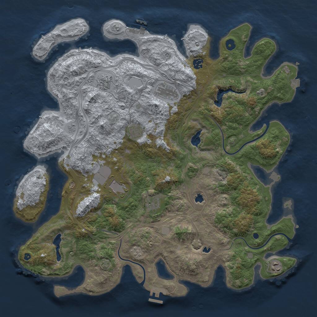 Rust Map: Procedural Map, Size: 4500, Seed: 121121, 14 Monuments