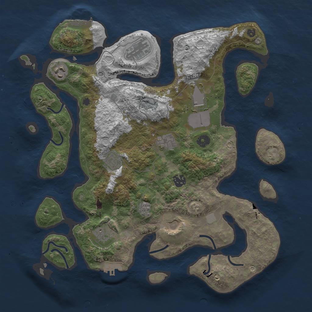 Rust Map: Procedural Map, Size: 3700, Seed: 1279265014, 17 Monuments