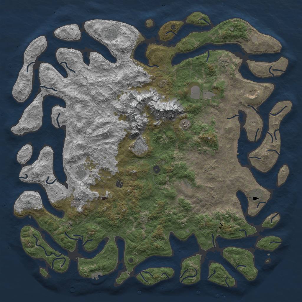 Rust Map: Procedural Map, Size: 6000, Seed: 734651946, 19 Monuments