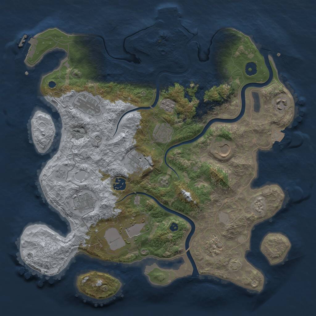 Rust Map: Procedural Map, Size: 3700, Seed: 737278961, 16 Monuments