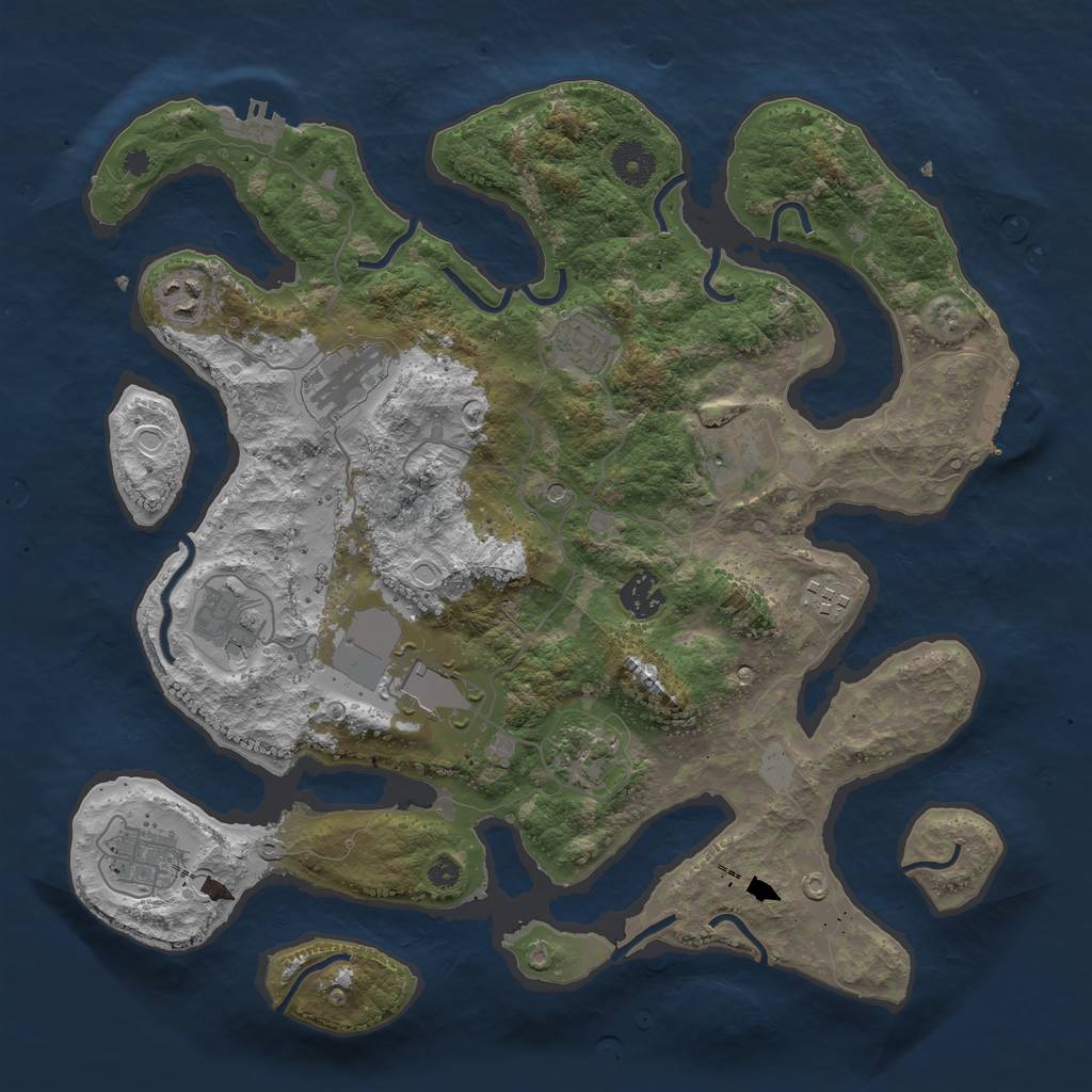 Rust Map: Procedural Map, Size: 3700, Seed: 737278961, 18 Monuments