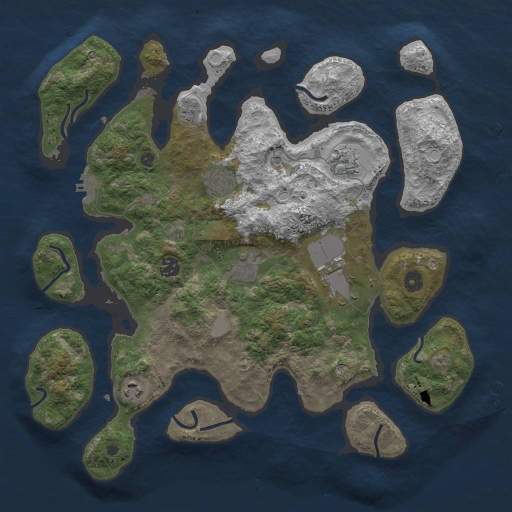 Rust Map: Procedural Map, Size: 3750, Seed: 841737745, 14 Monuments