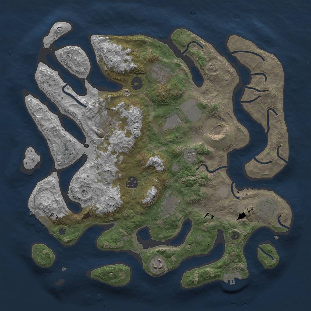 Rust Map: Procedural Map, Size: 3750, Seed: 222149, 17 Monuments