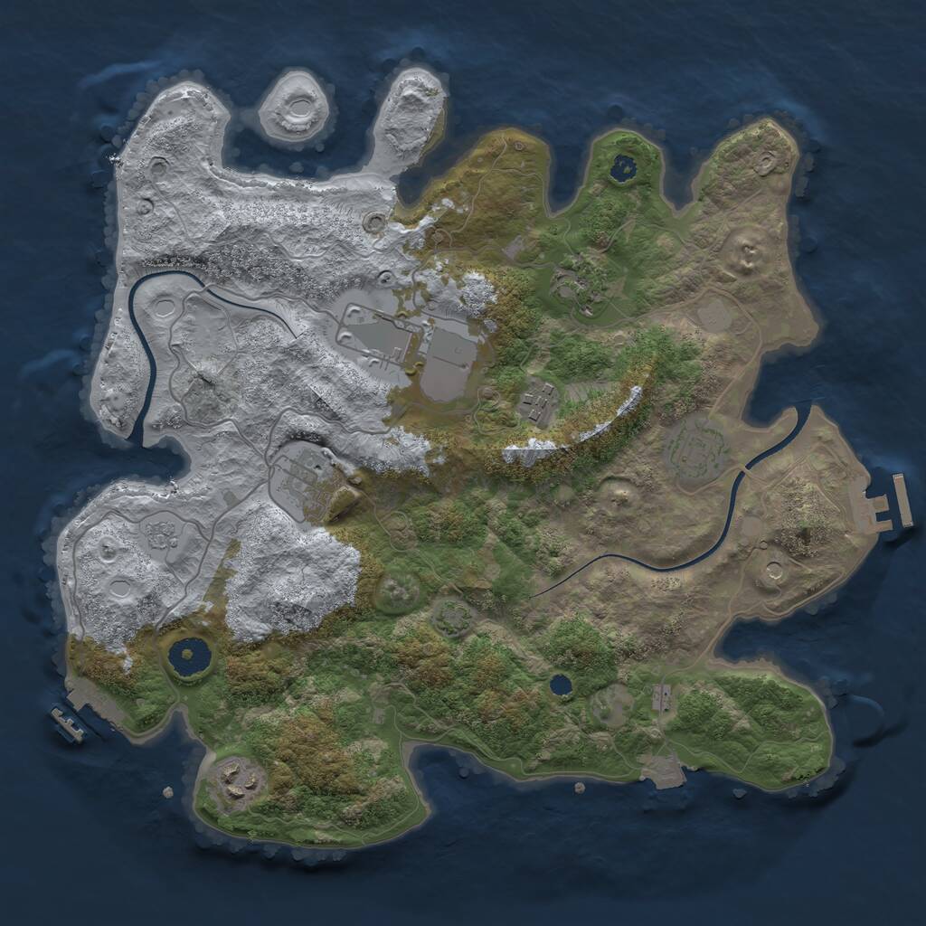 Rust Map: Procedural Map, Size: 3500, Seed: 1096, 12 Monuments