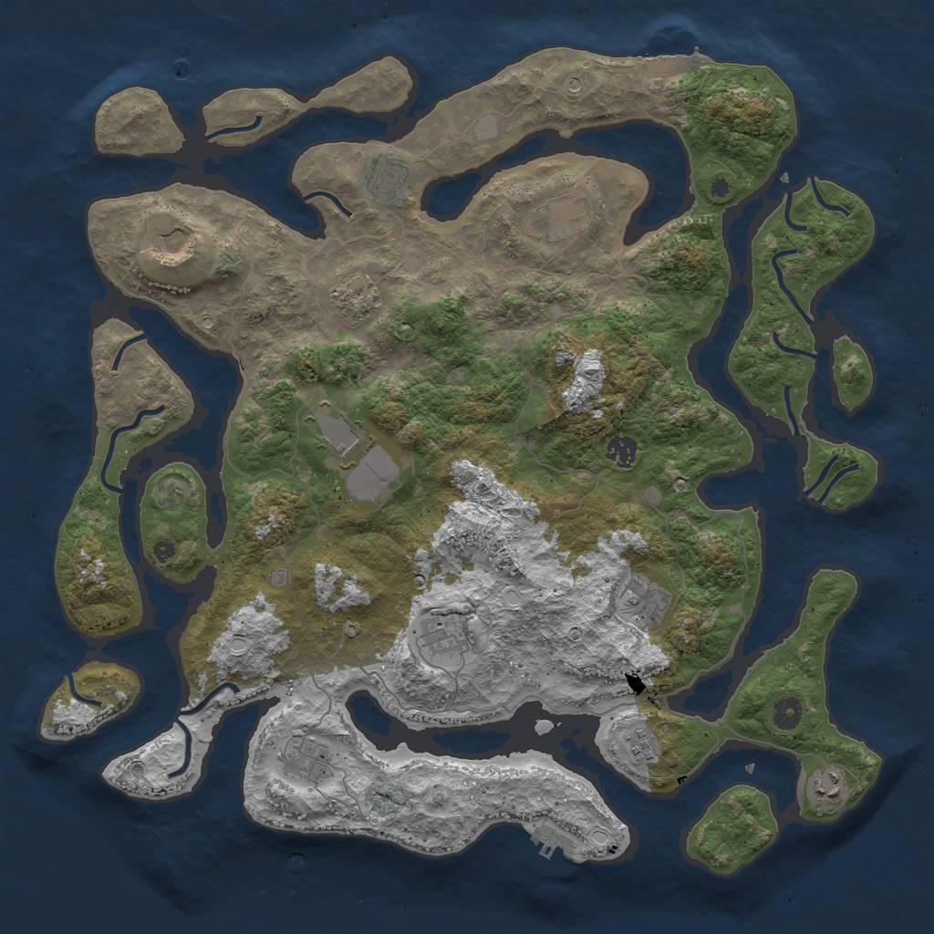 Rust Map: Procedural Map, Size: 4500, Seed: 995620582, 19 Monuments