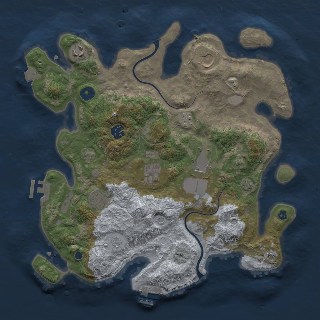 Rust Map: Procedural Map, Size: 3500, Seed: 20990, 13 Monuments