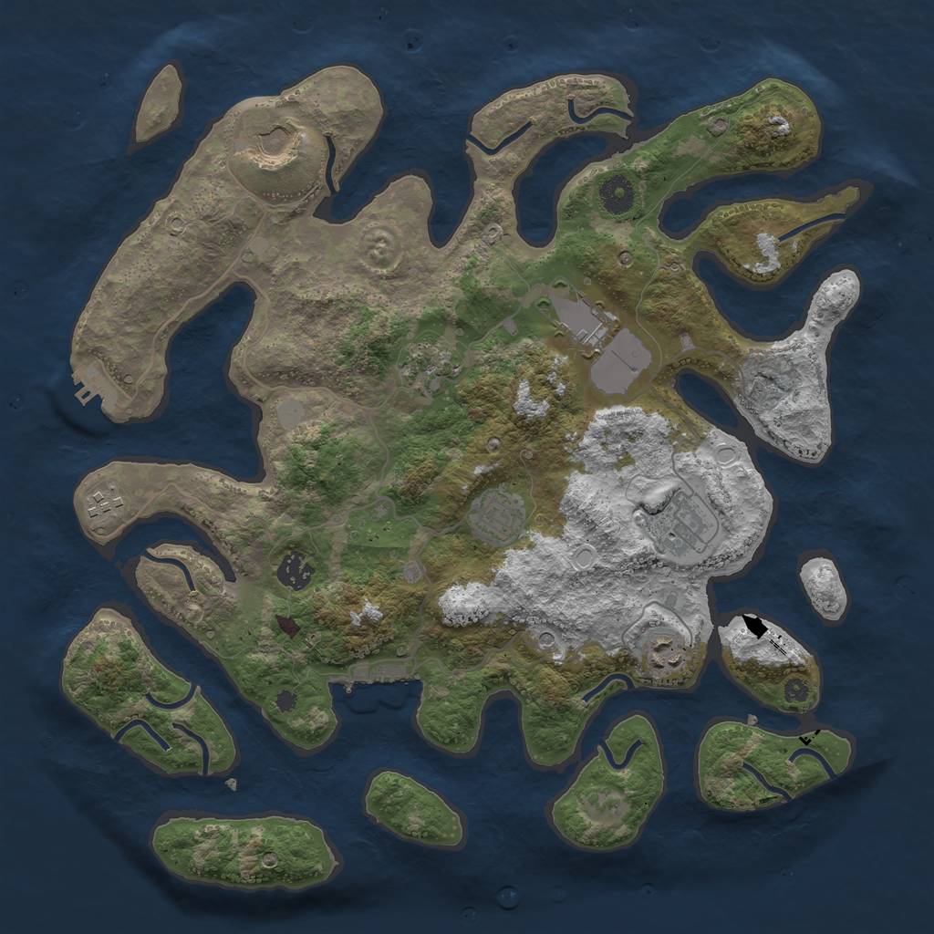 Rust Map: Procedural Map, Size: 3850, Seed: 1014054848, 16 Monuments