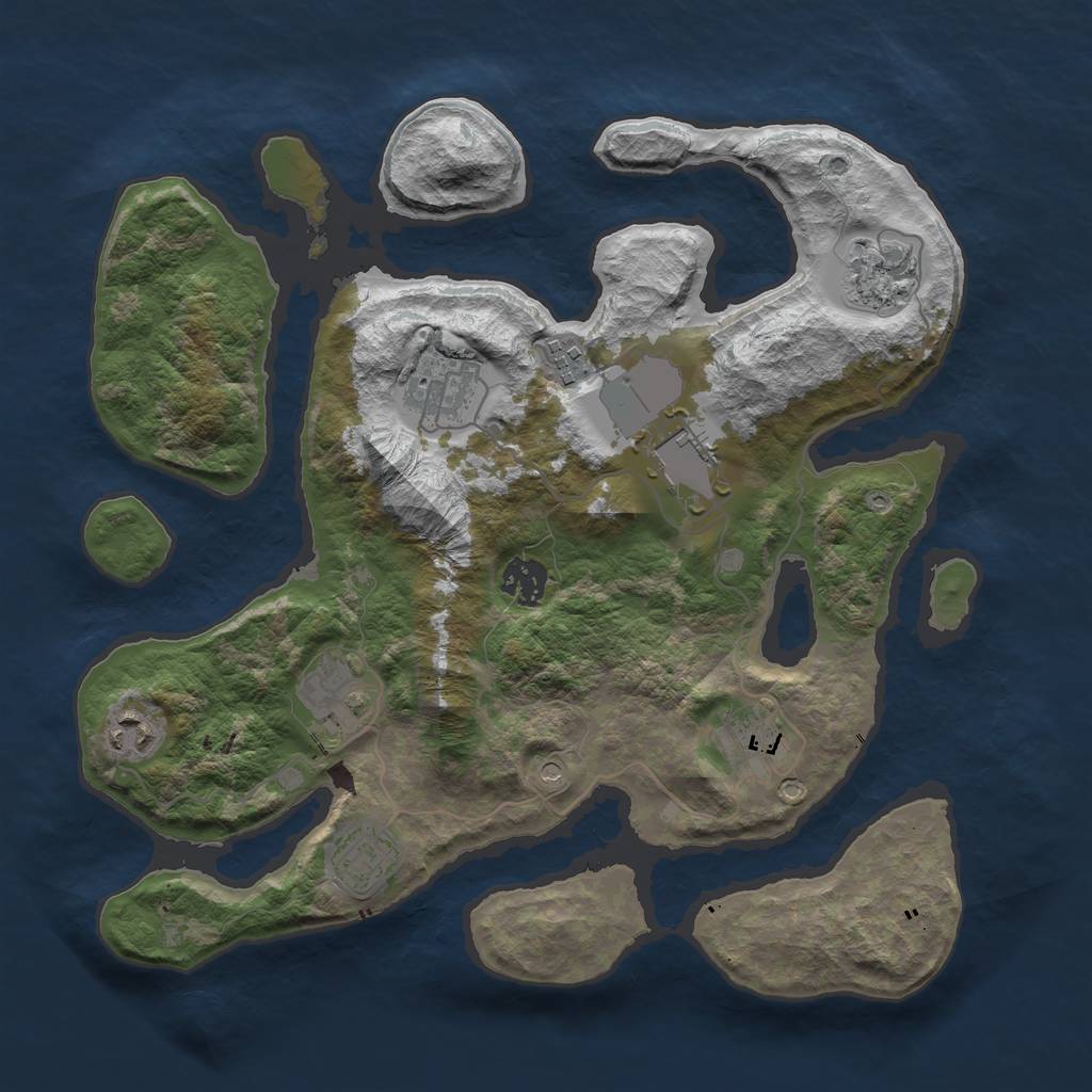Rust Map: Barren, Size: 3500, Seed: 161540429, 12 Monuments