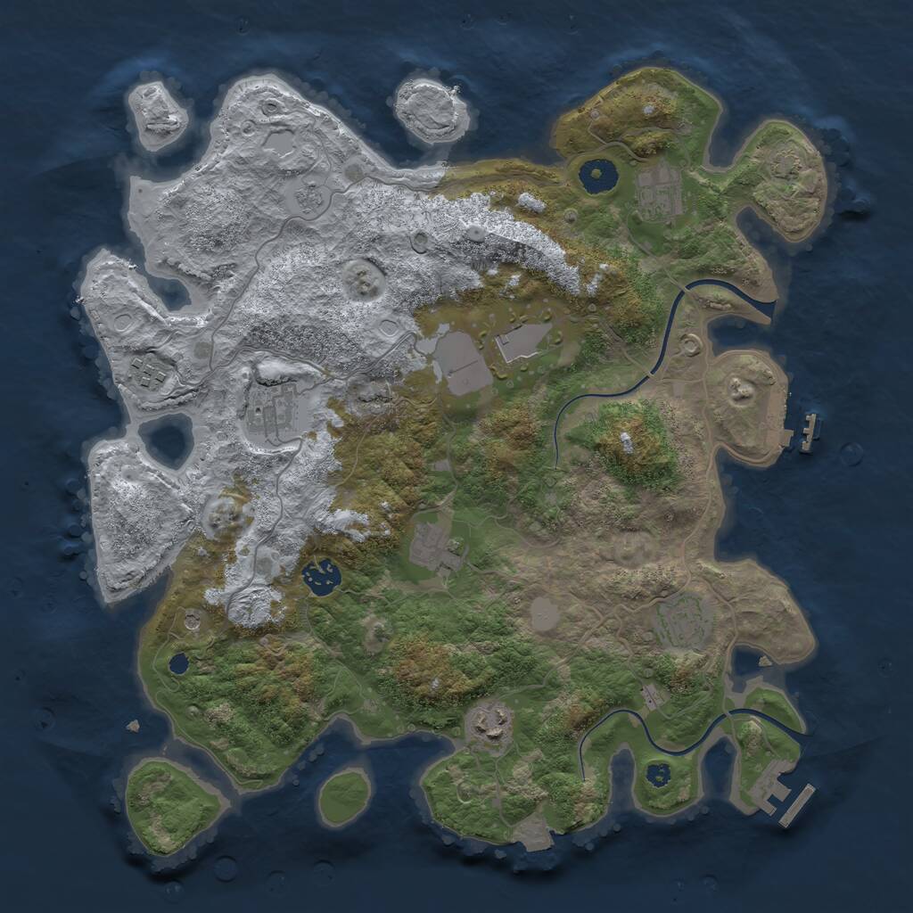 Rust Map: Procedural Map, Size: 3750, Seed: 989889898, 14 Monuments