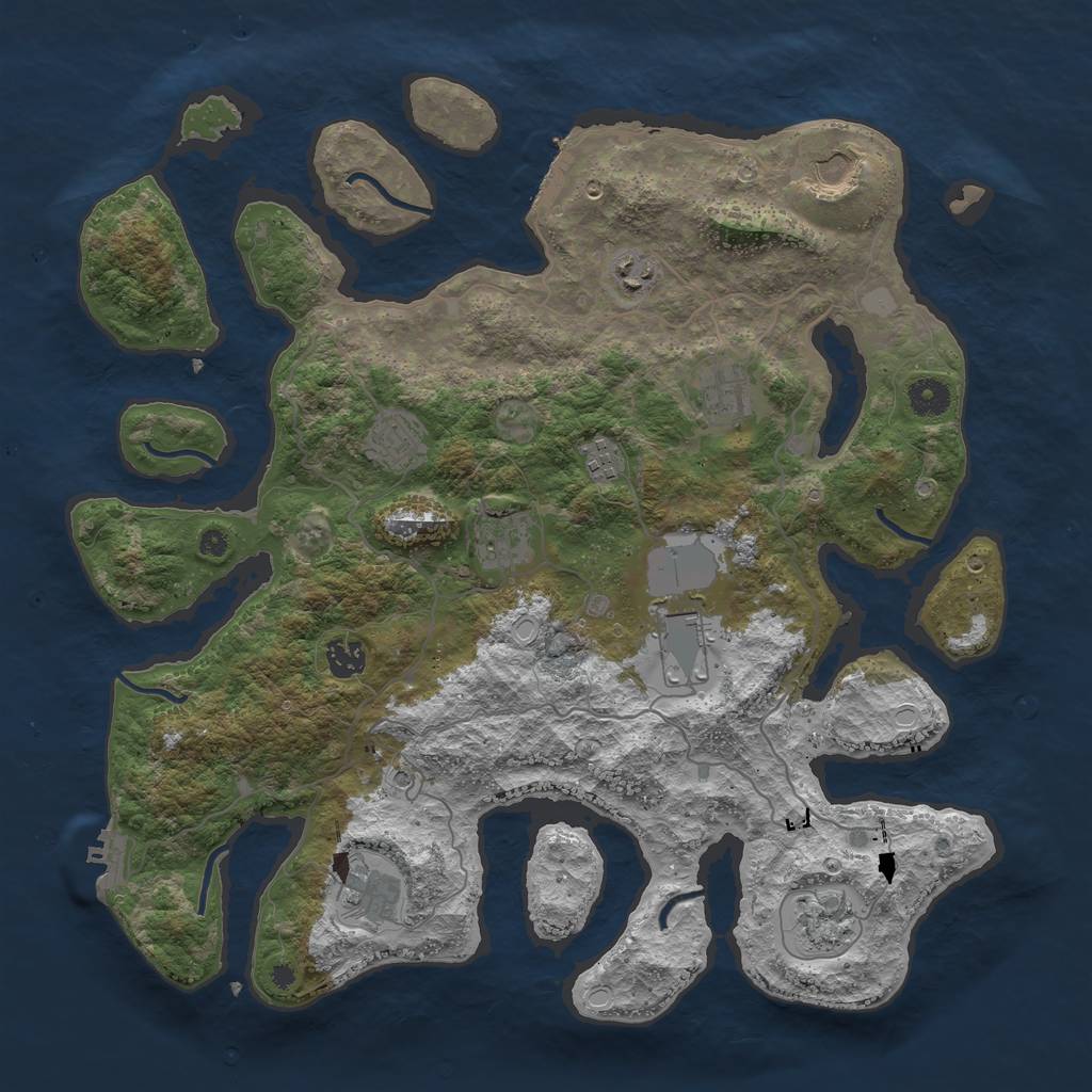 Rust Map: Procedural Map, Size: 4100, Seed: 21399434, 18 Monuments