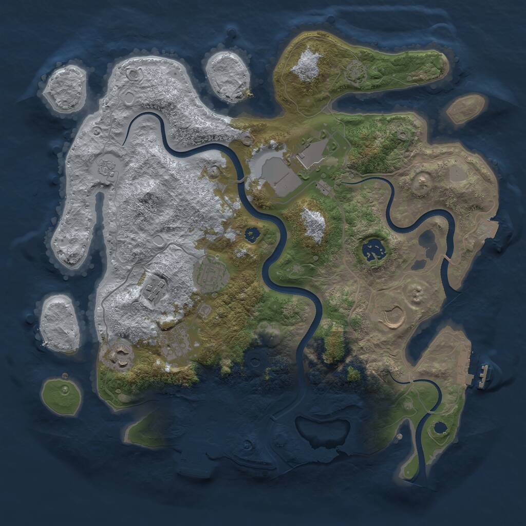 Rust Map: Procedural Map, Size: 3500, Seed: 358564638, 13 Monuments