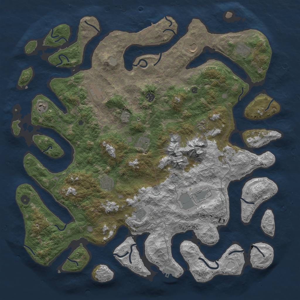 Rust Map: Procedural Map, Size: 5000, Seed: 471168798, 19 Monuments