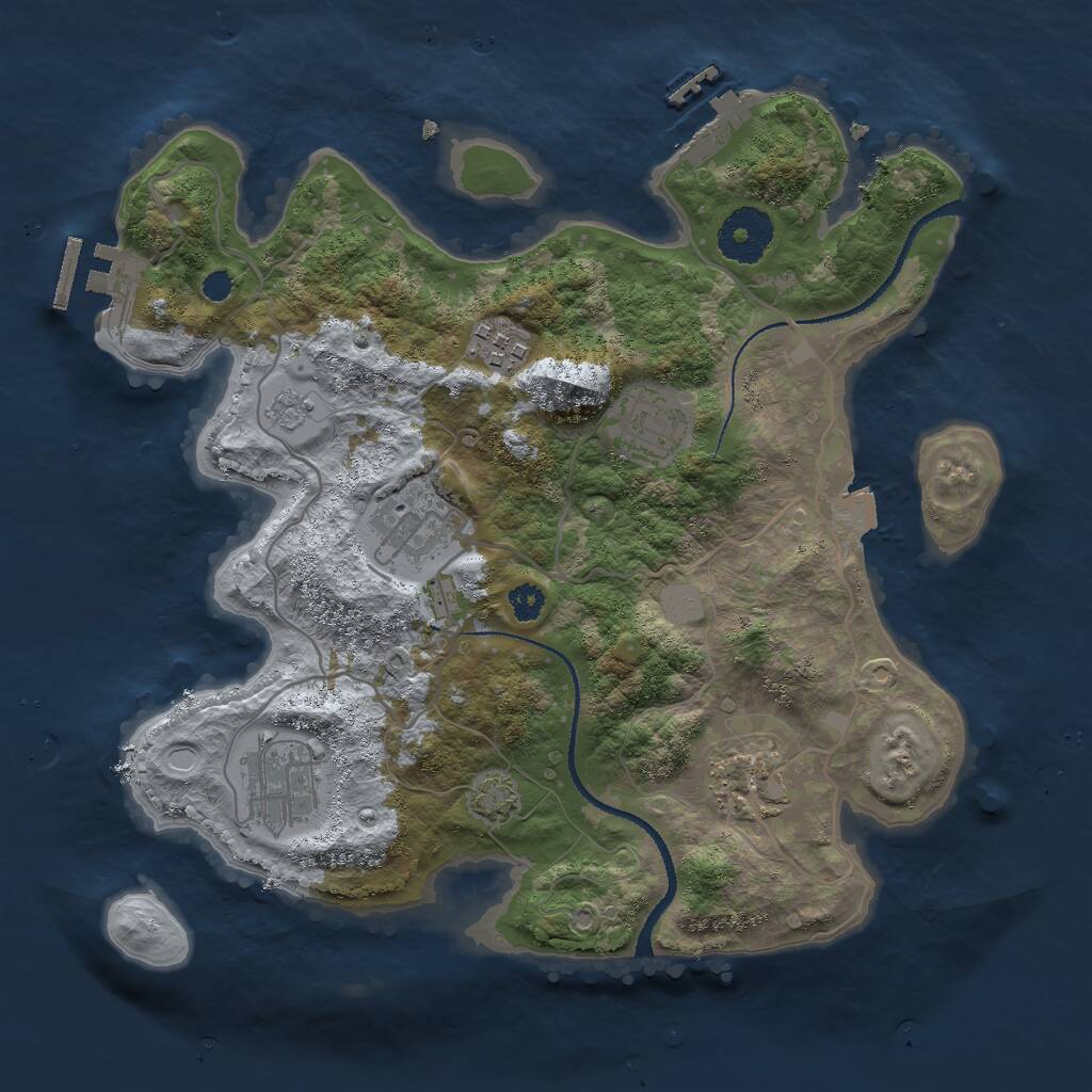 Rust Map: Procedural Map, Size: 3000, Seed: 944182, 10 Monuments