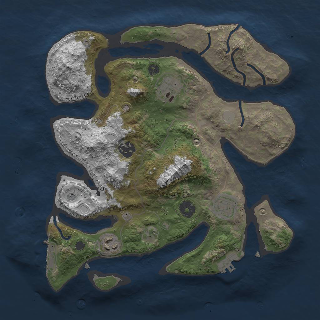 Rust Map: Procedural Map, Size: 3000, Seed: 600439, 12 Monuments
