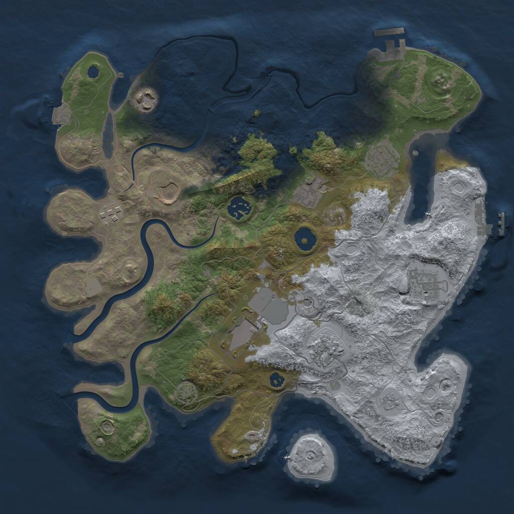 Rust Map: Procedural Map, Size: 3500, Seed: 580274362, 15 Monuments