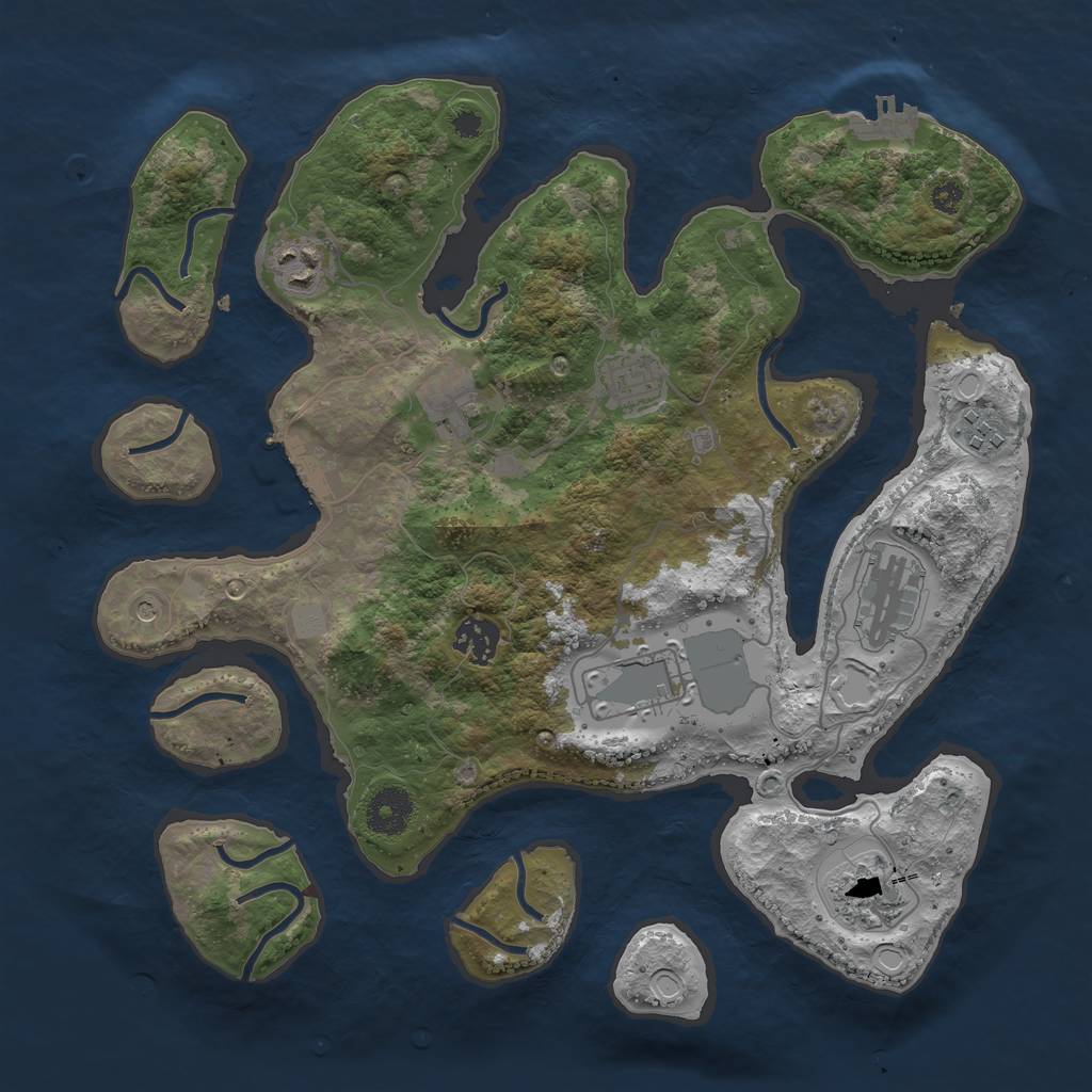 Rust Map: Procedural Map, Size: 3500, Seed: 580274362, 16 Monuments
