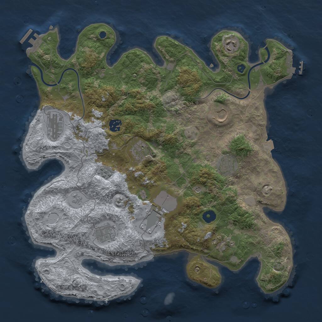 Rust Map: Procedural Map, Size: 3800, Seed: 140896686, 16 Monuments