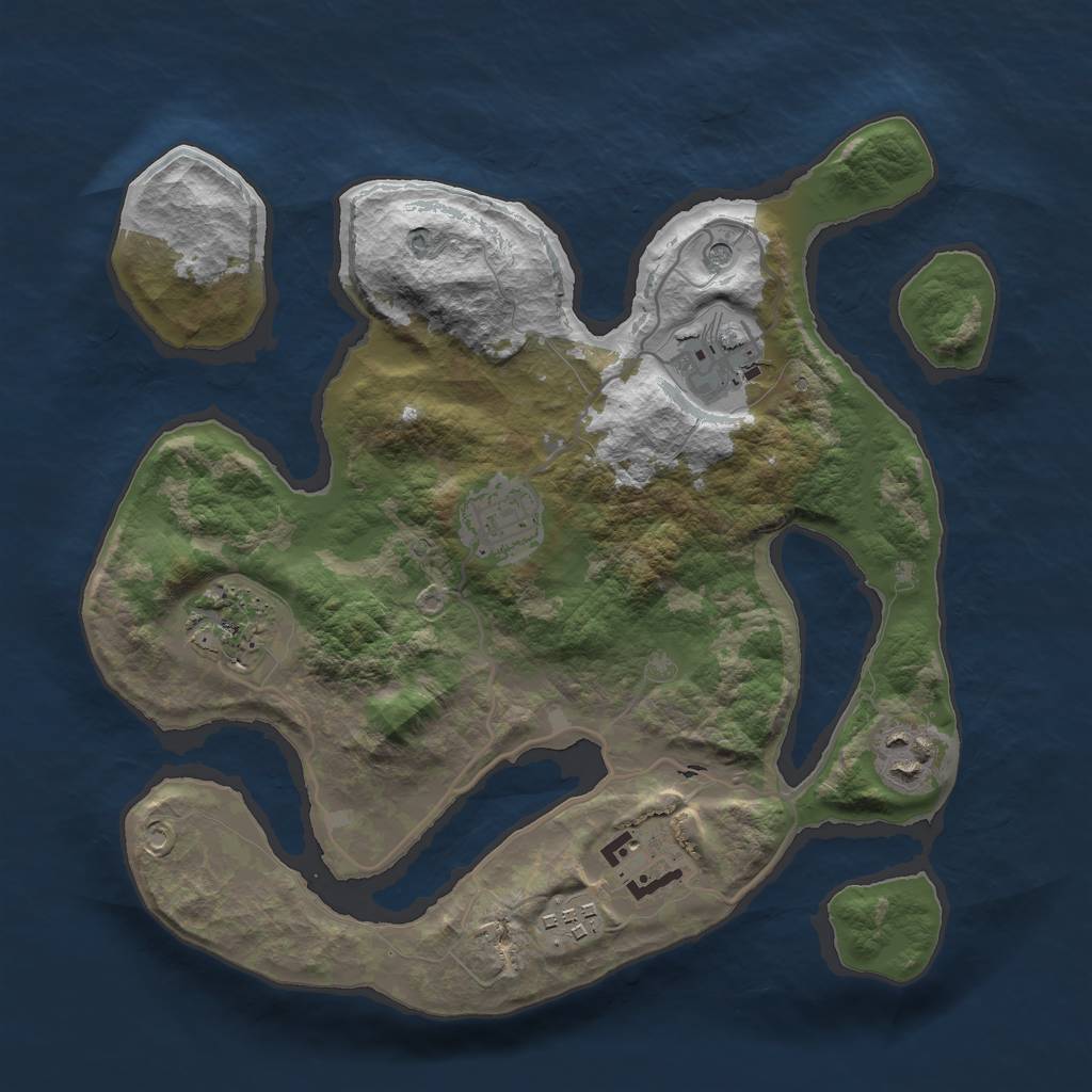 Rust Map: Barren, Size: 3000, Seed: 616880, 9 Monuments
