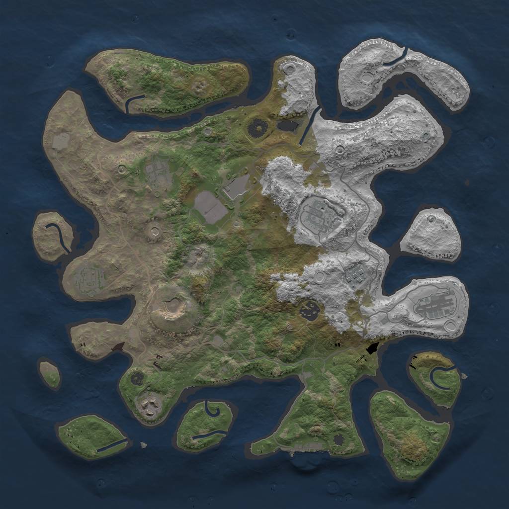 Rust Map: Procedural Map, Size: 4000, Seed: 154605624, 16 Monuments