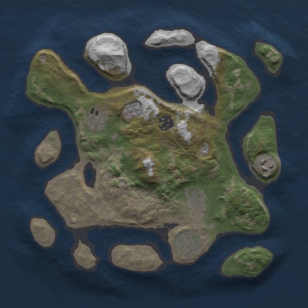Rust Map: Barren, Size: 3000, Seed: 862936, 9 Monuments