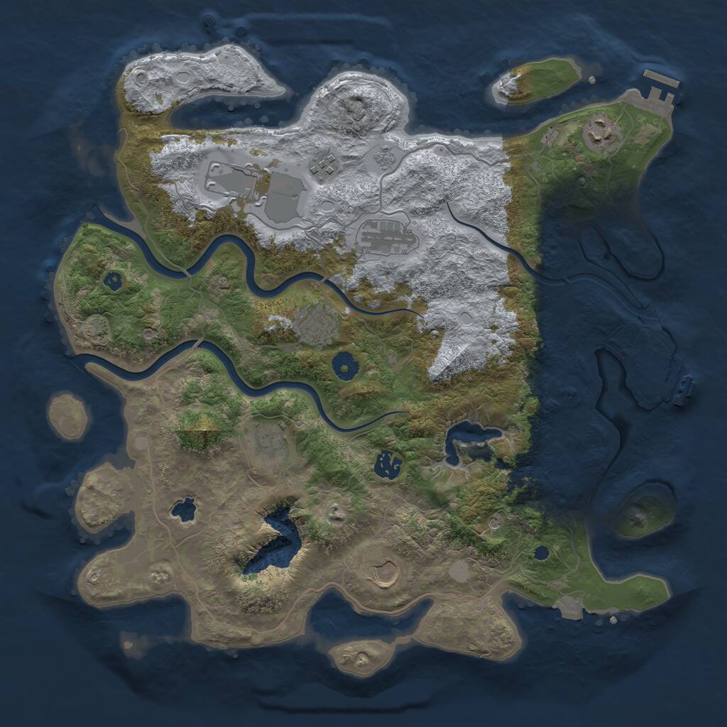 Rust Map: Procedural Map, Size: 4000, Seed: 456810, 14 Monuments
