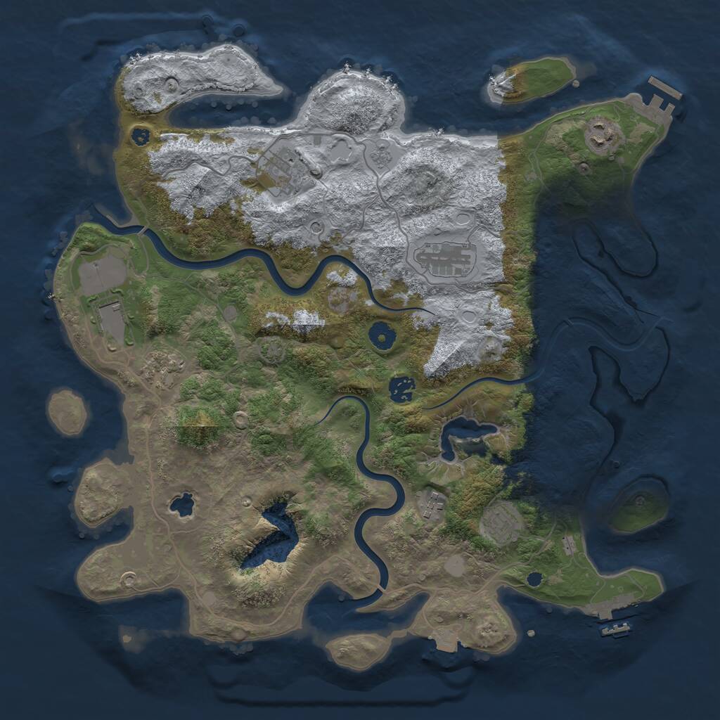 Rust Map: Procedural Map, Size: 4000, Seed: 456810, 14 Monuments