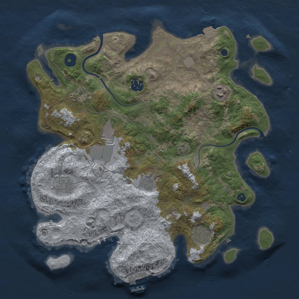 Rust Map: Procedural Map, Size: 3500, Seed: 543578, 12 Monuments