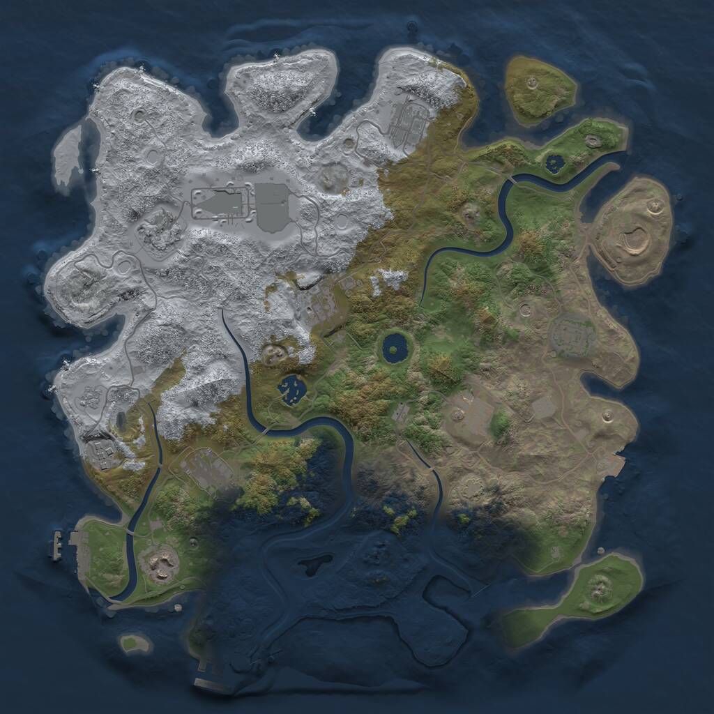 Rust Map: Procedural Map, Size: 3850, Seed: 1878298323, 17 Monuments