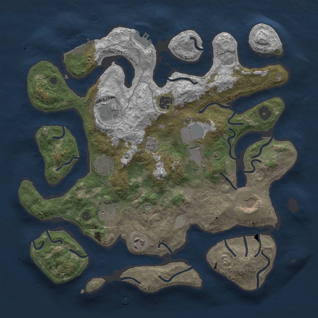 Rust Map: Procedural Map, Size: 3700, Seed: 11311, 16 Monuments