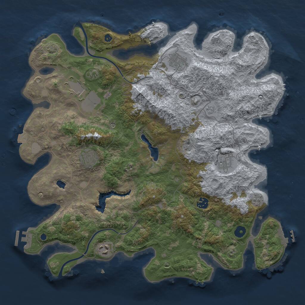 Rust Map: Procedural Map, Size: 4000, Seed: 53324, 13 Monuments