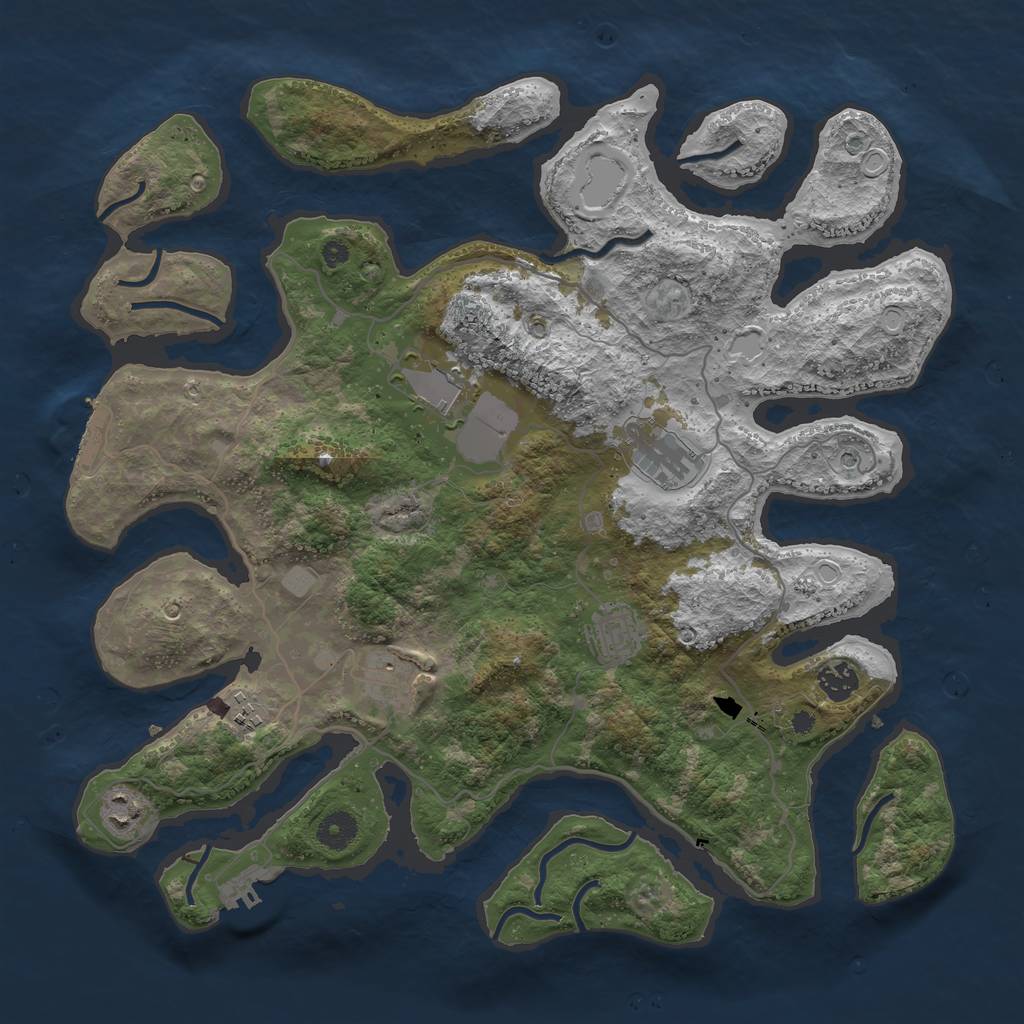 Rust Map: Procedural Map, Size: 4000, Seed: 53324, 15 Monuments