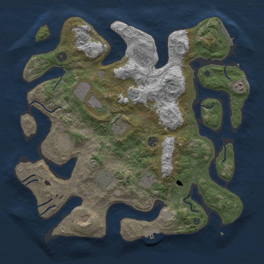 Rust Map: Procedural Map, Size: 4000, Seed: 1306244204, 19 Monuments