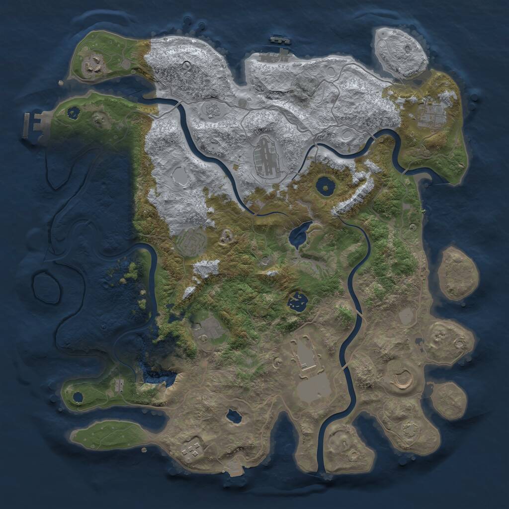 Rust Map: Procedural Map, Size: 4050, Seed: 1445455878, 15 Monuments
