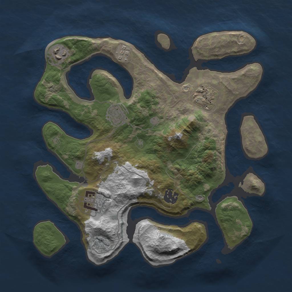 Rust Map: Barren, Size: 3000, Seed: 56692801, 8 Monuments