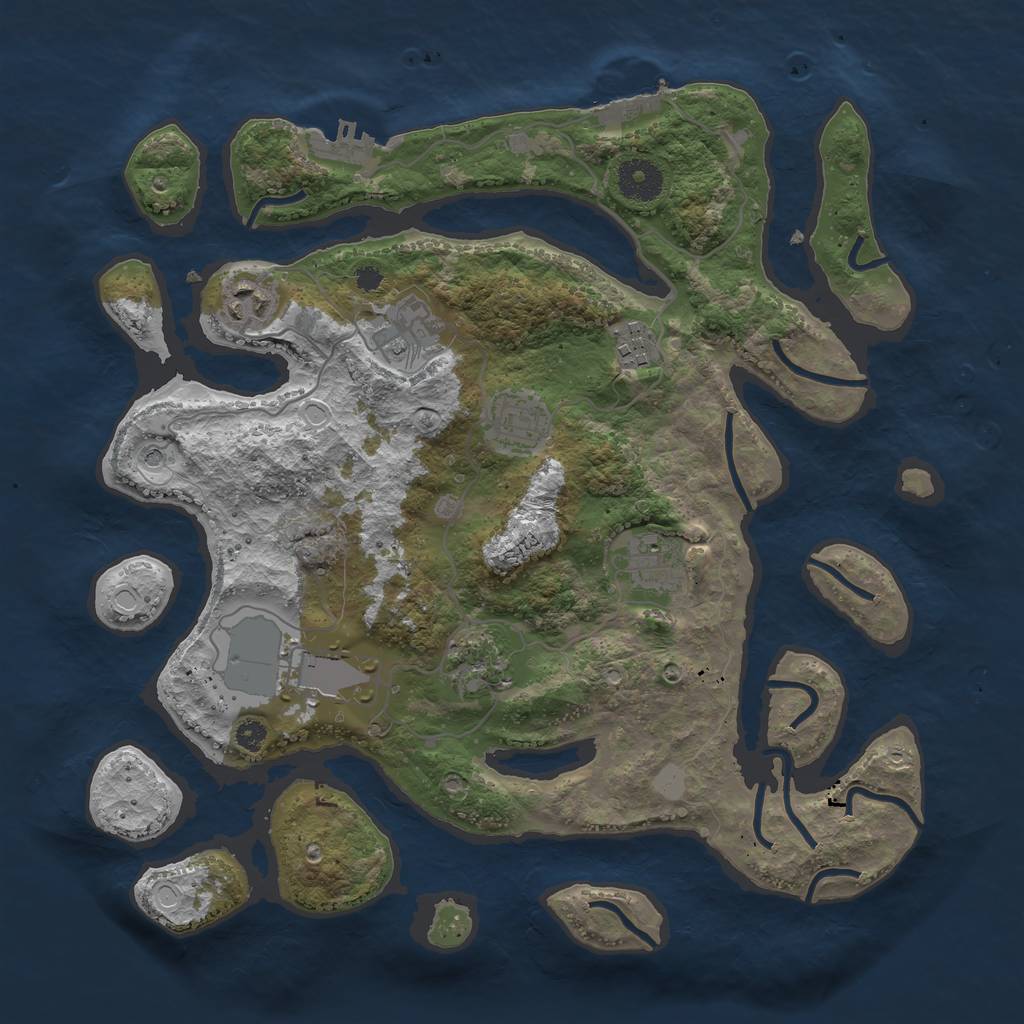Rust Map: Procedural Map, Size: 3500, Seed: 1278321653, 15 Monuments