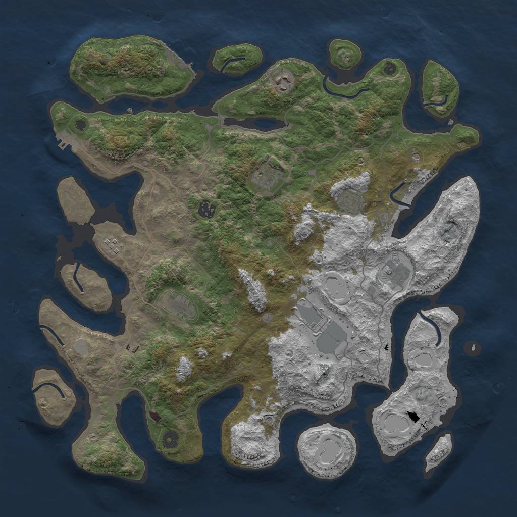 Rust Map: Procedural Map, Size: 4400, Seed: 712372, 16 Monuments
