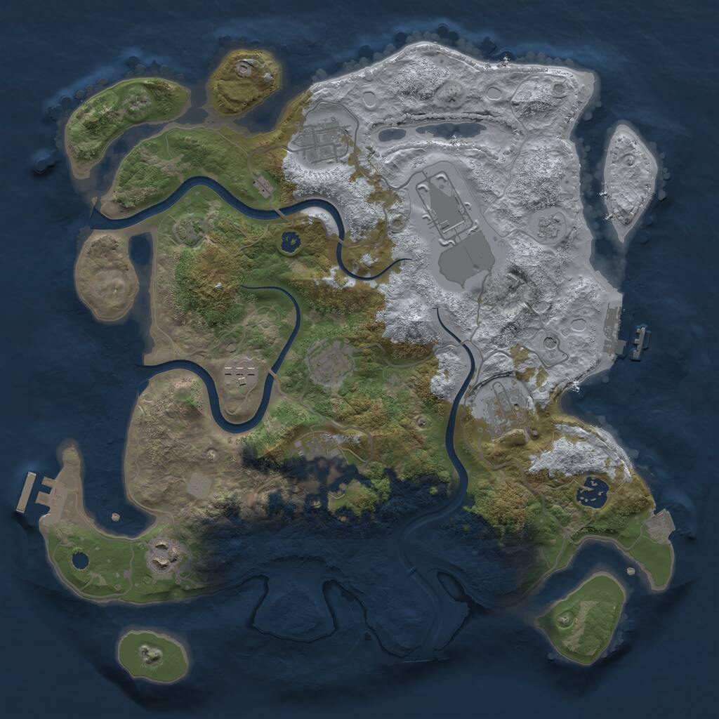 Rust Map: Procedural Map, Size: 3500, Seed: 3455123, 14 Monuments