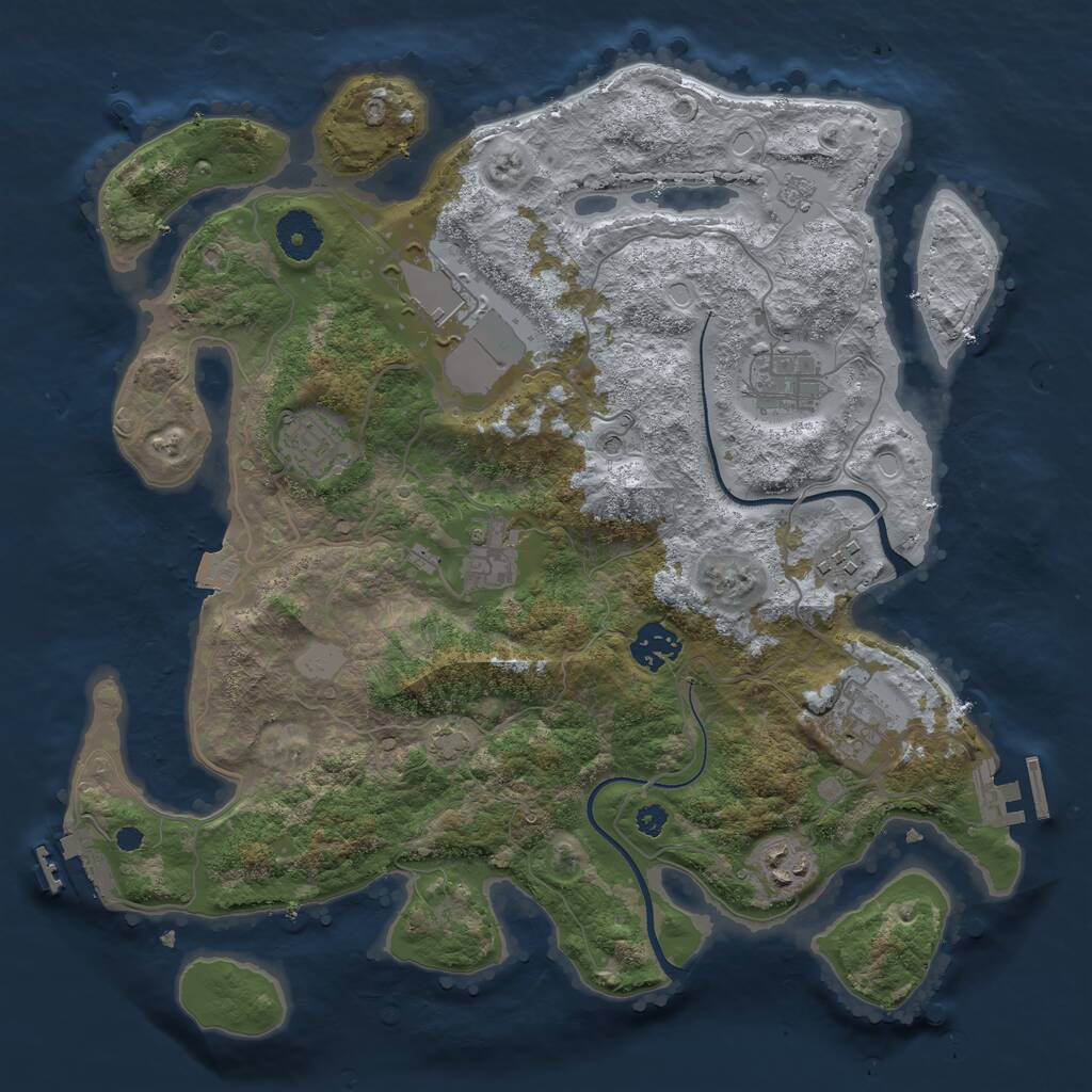Rust Map: Procedural Map, Size: 3500, Seed: 3455123, 14 Monuments
