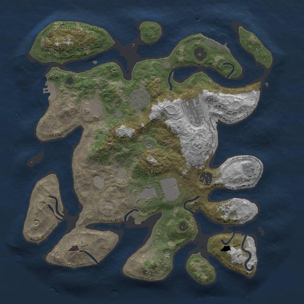 Rust Map: Procedural Map, Size: 3500, Seed: 51667025, 14 Monuments