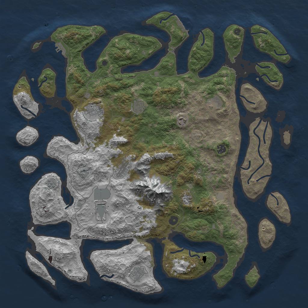 Rust Map: Procedural Map, Size: 5000, Seed: 70, 18 Monuments