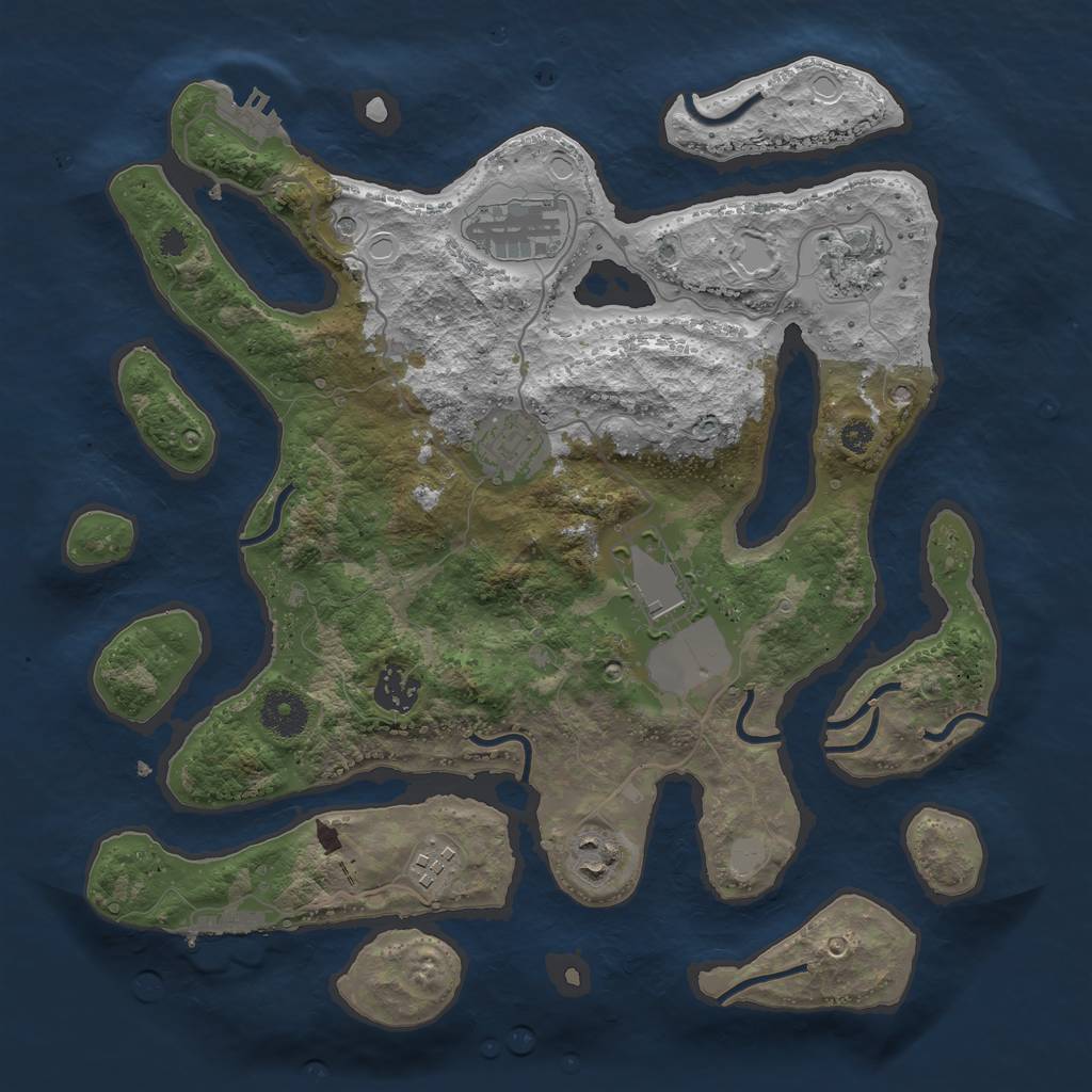 Rust Map: Procedural Map, Size: 3500, Seed: 46656689, 15 Monuments