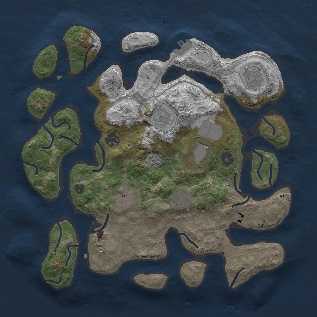 Rust Map: Procedural Map, Size: 3500, Seed: 275887000, 14 Monuments