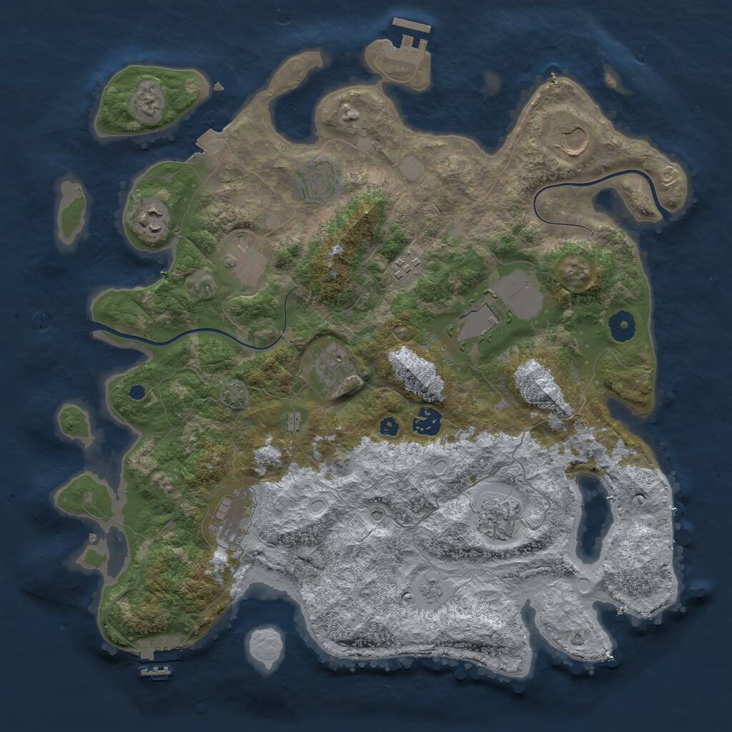 Rust Map: Procedural Map, Size: 3850, Seed: 7324, 16 Monuments