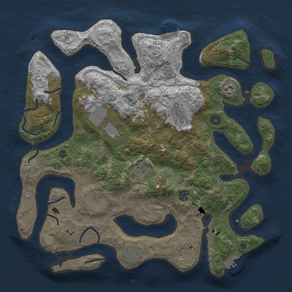 Rust Map: Procedural Map, Size: 4000, Seed: 322852663, 16 Monuments